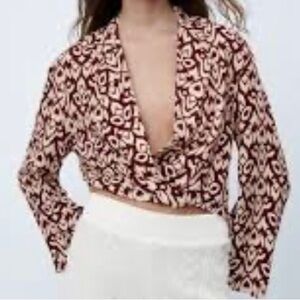 Zara Patterned  Wrap Blouse Size XL